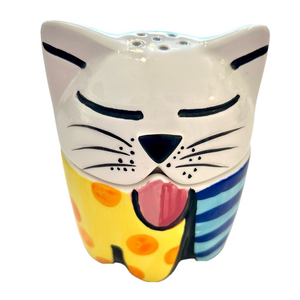 Romero Britto Cat Stacking Salt & Pepper Shakers Collectible Artist Decor